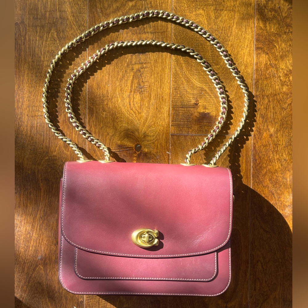 Coach Pink Shoulder Bag with Gold Chain